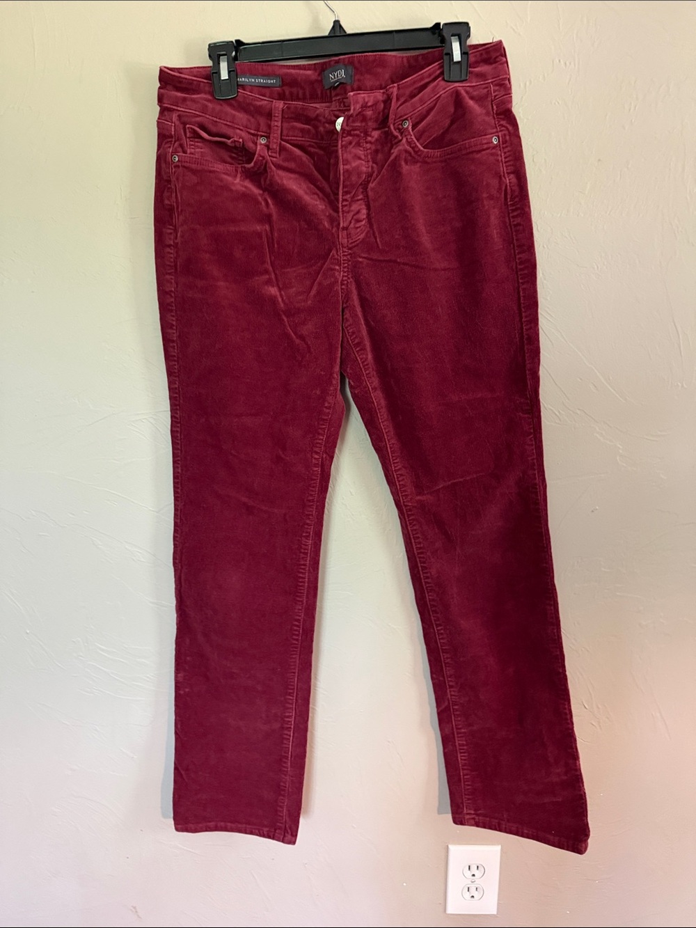 NYDJ Women's Straight Leg Corduroy Pants in Burgundy